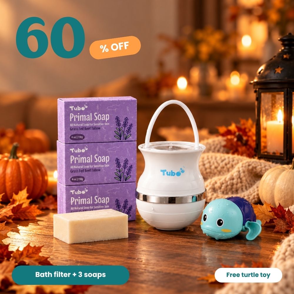 Bath + Soap Set: bath filter and 3 Primal Soaps